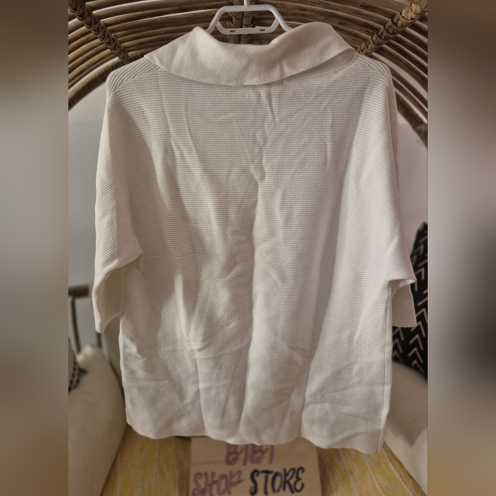 Chic White Cowl Neck Sweater - Picture 7 of 9